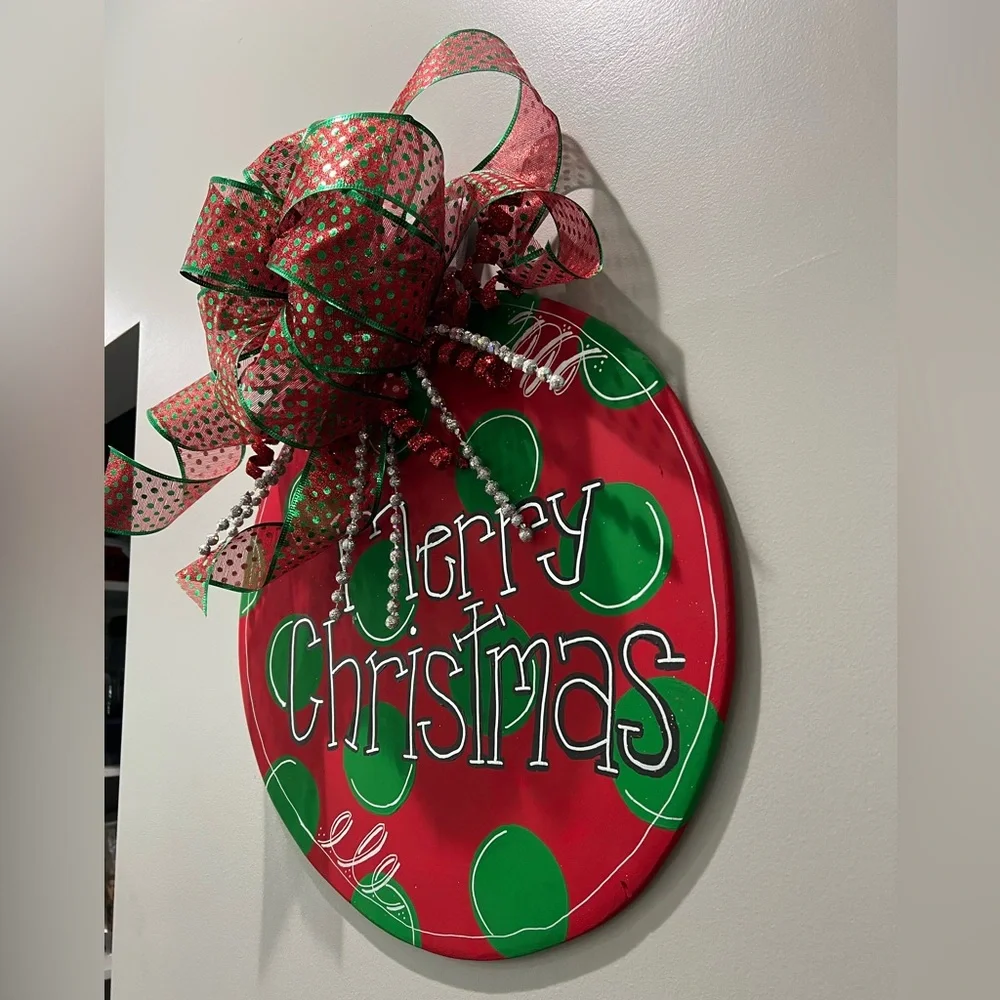 🔴 New - Christmas Wreath - Hand Crafted - Hand Painted - Hand Cut & Sanded Wood